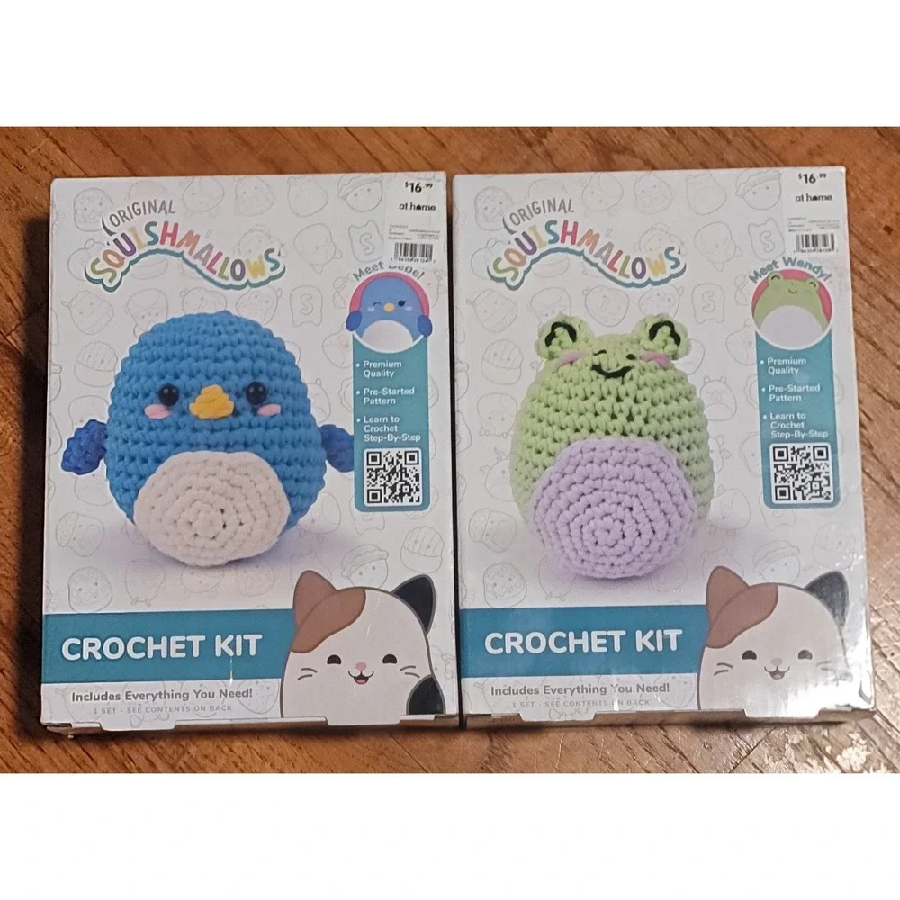 NEW 2 Squishmallows Bebe the Bluebird & Wendy The Frog Crochet Kit for Beginners